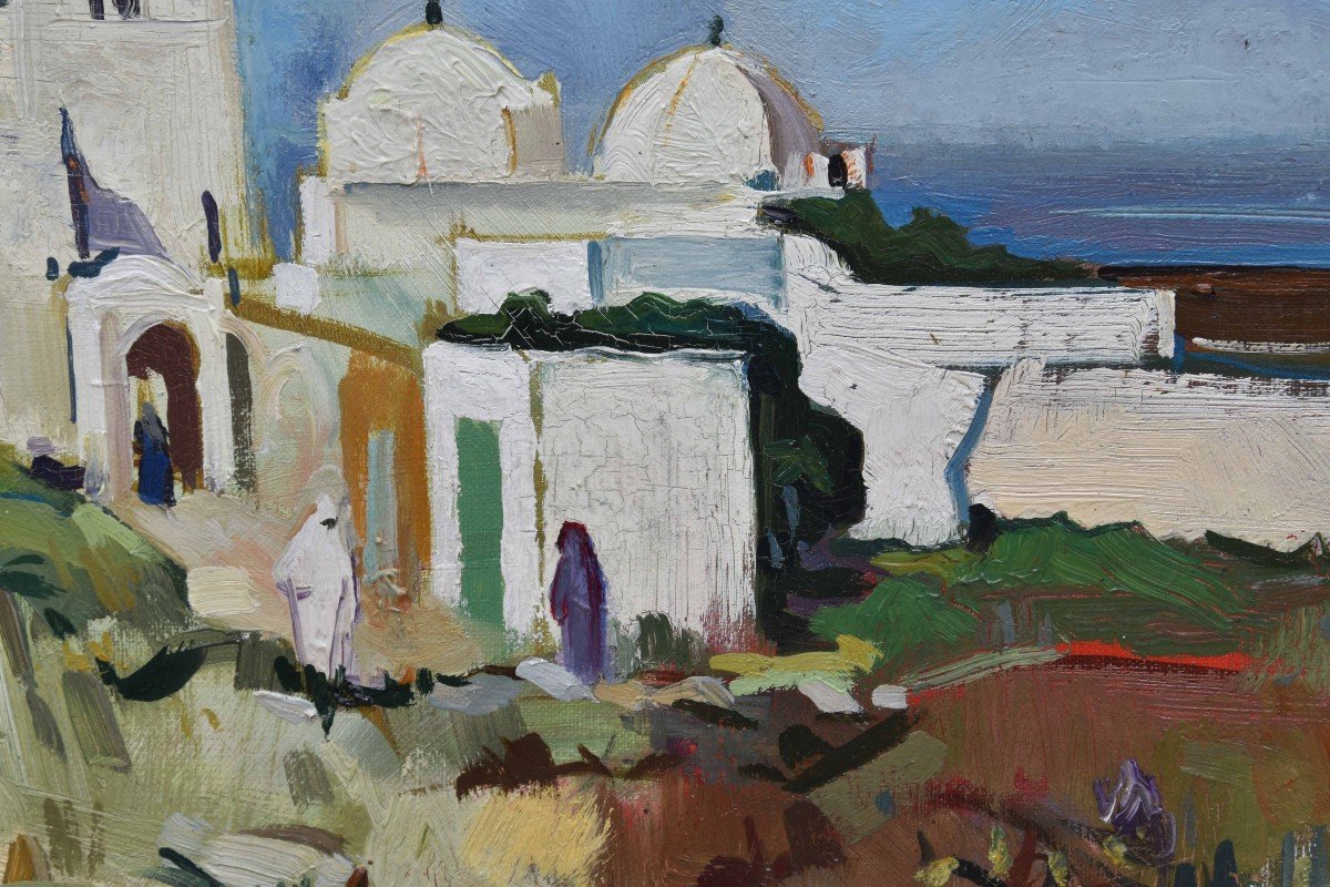 Marcel Busson "mosquée Au Bord De La Mer" Huile Sur Toile 50x61-photo-3